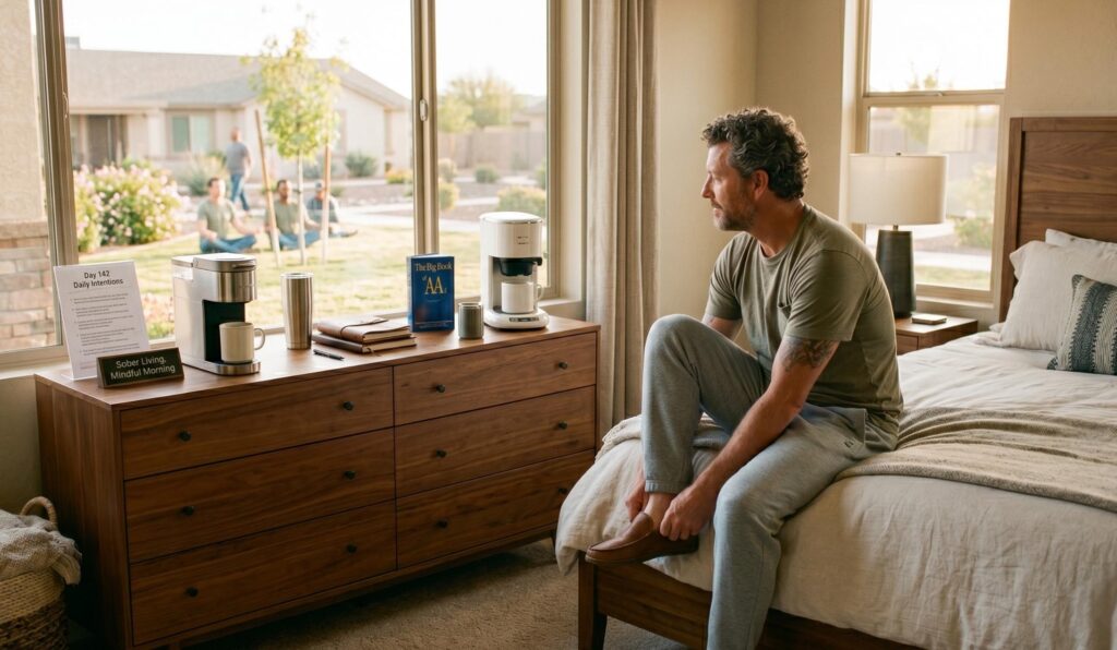 Healthy daily habits supporting sobriety in a structured sober living environment